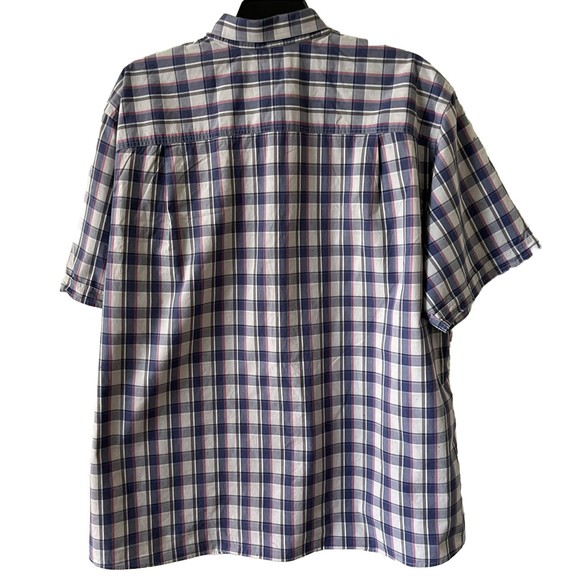 Synrgy Button Down Shirt‎ Mens 3XL Short Sleeve Blue Pink Plaid - Picture 3 of 6